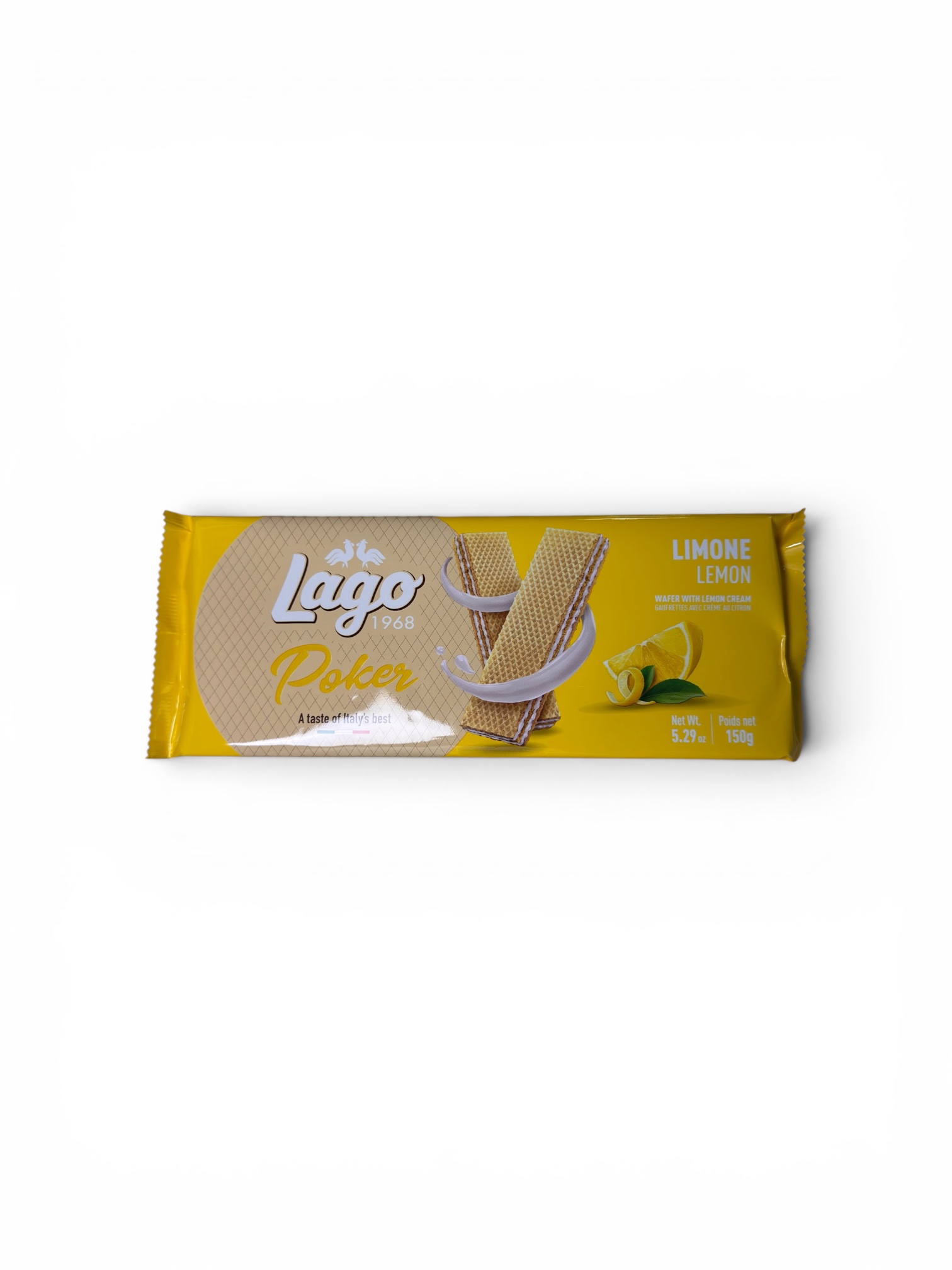 Lago Poker Limone – Tradycyjne Włoskie Wafelki z Kremem Cytrynowym (150g)